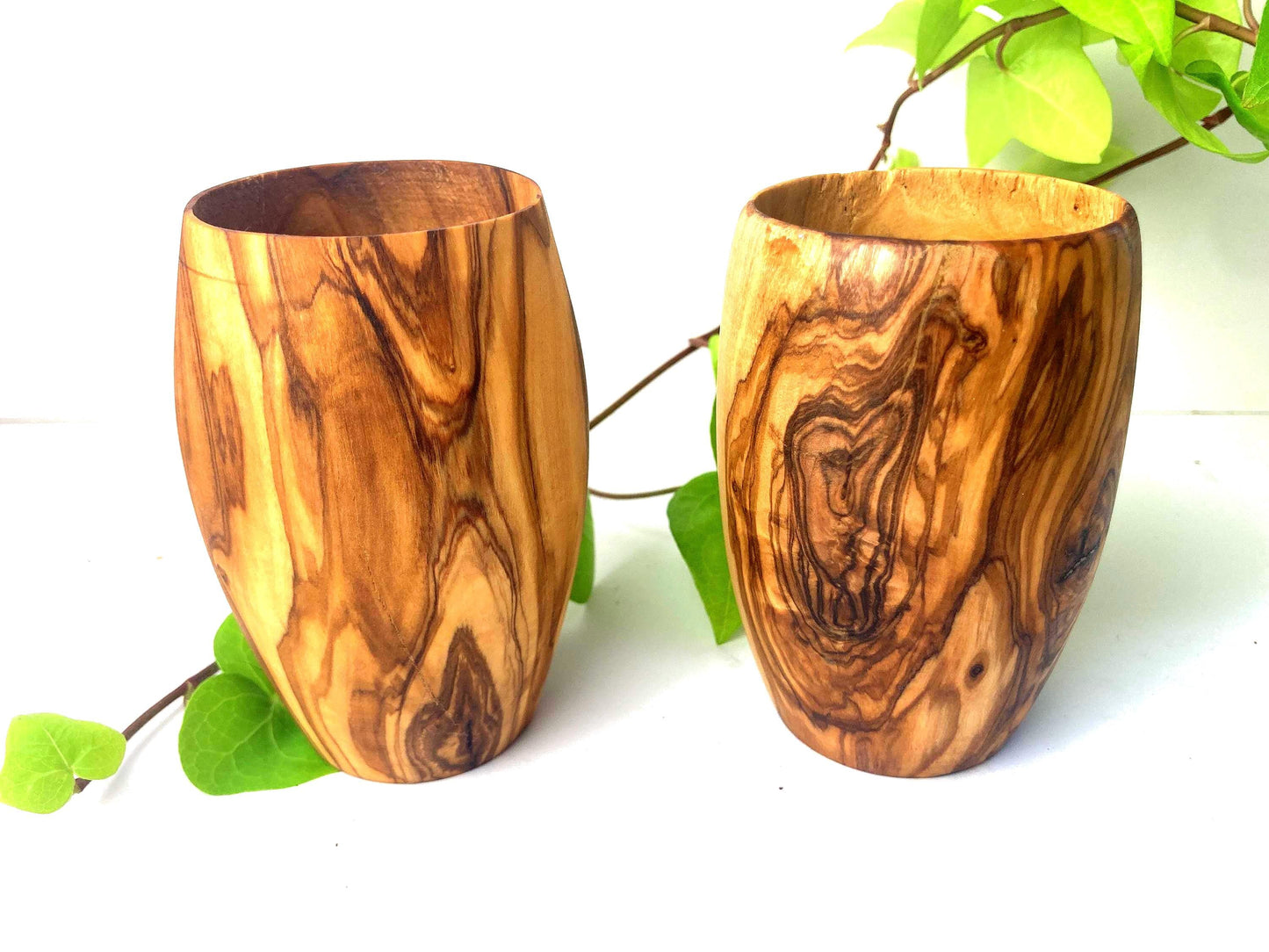 Handmade Olive Wood Drinking Cup, Conical And Barrel Style, Toothbrush Holder, Wood Tumbler, Utensil Holder, Rustic Wooden Terracotta Pot