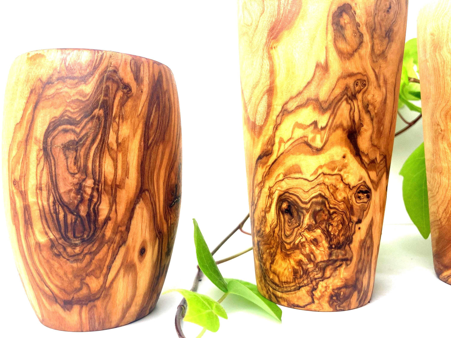 Handmade Olive Wood Drinking Cup, Conical And Barrel Style, Toothbrush Holder, Wood Tumbler, Utensil Holder, Rustic Wooden Terracotta Pot