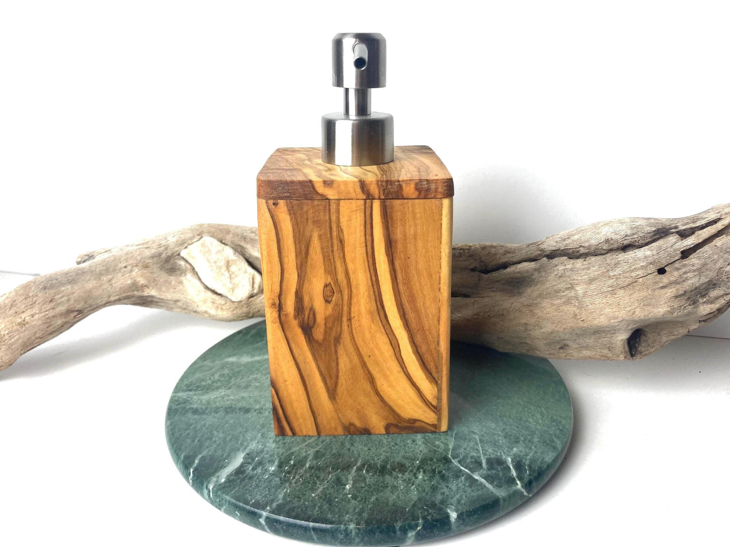 Olive Wood Soap Or Lotion Dispenser, Bathroom Decor, Natural Rustic Gifts, Refillable With Pump, Massage And Spa Decor, Artisan Handcrafted