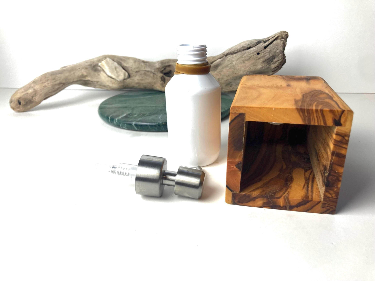 Olive Wood Soap Or Lotion Dispenser, Bathroom Decor, Natural Rustic Gifts, Refillable With Pump, Massage And Spa Decor, Artisan Handcrafted
