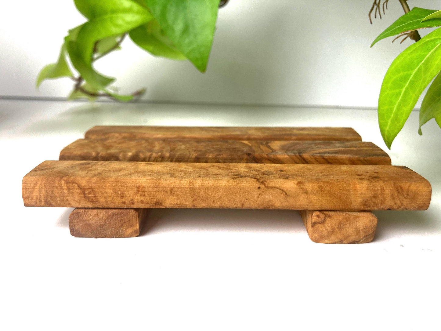 Handmade Olive Wood Slatted Soap Dish, Unique Gift, Artisan Made, Bathroom Decor, Spa, Natural Gift, Zero Waste, Natural, Rustic, 12cm x 7cm