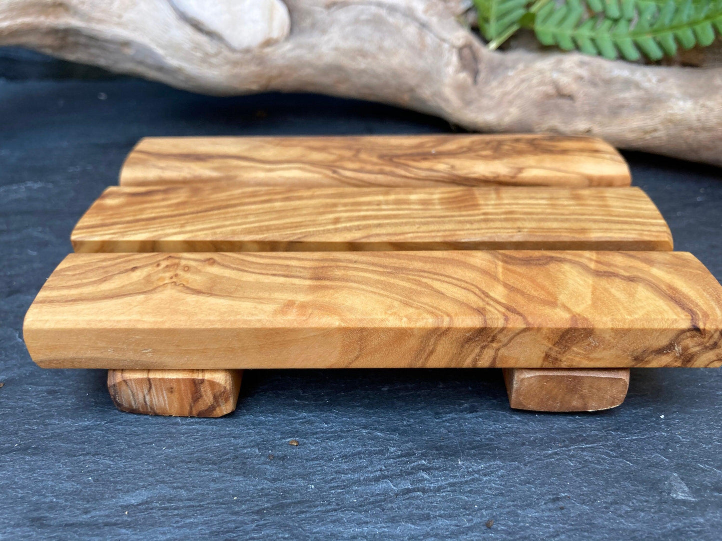 Handmade Olive Wood Slatted Soap Dish, Unique Gift, Artisan Made, Bathroom Decor, Spa, Natural Gift, Zero Waste, Natural, Rustic, 12cm x 7cm