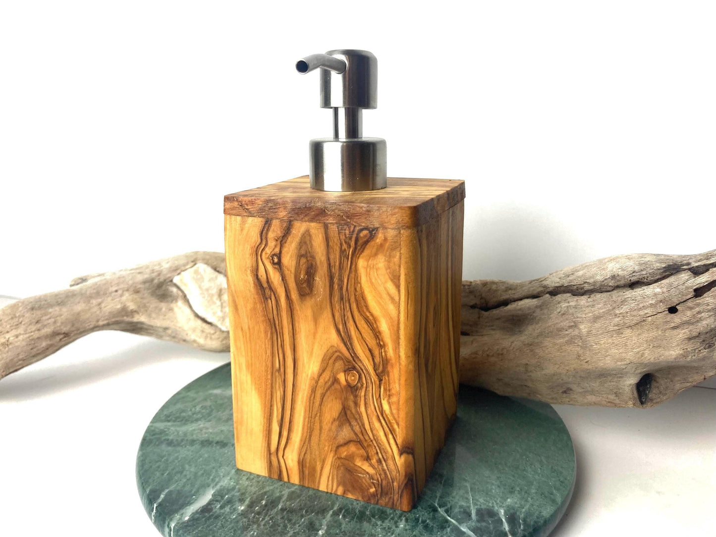 Olive Wood Soap Or Lotion Dispenser, Bathroom Decor, Natural Rustic Gifts, Refillable With Pump, Massage And Spa Decor, Artisan Handcrafted