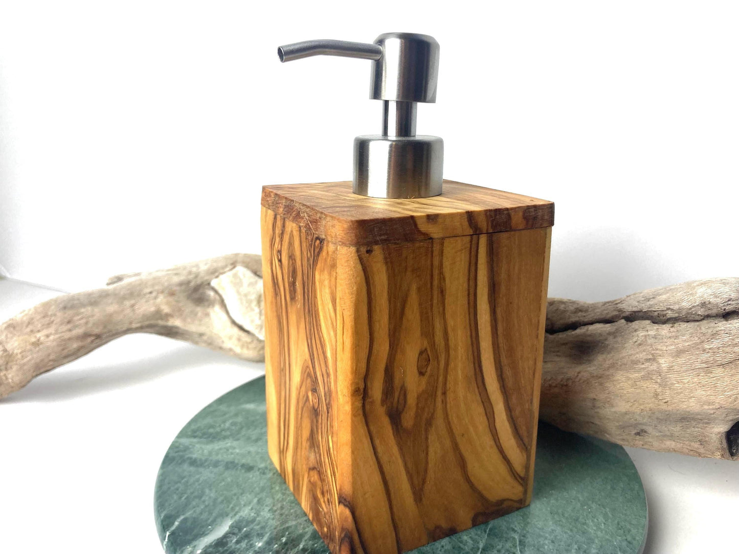 Olive Wood Soap Or Lotion Dispenser, Bathroom Decor, Natural Rustic Gifts, Refillable With Pump, Massage And Spa Decor, Artisan Handcrafted