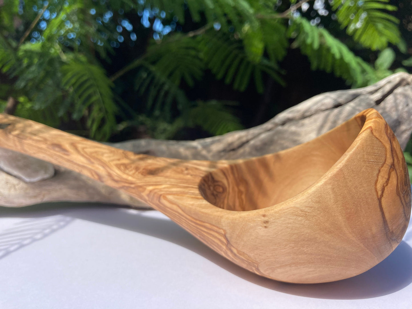 Traditional Olive Wood Ladle, Large Serving Spoon, Rustic Sauna Ladle, Kitchen Utensils, Handemade Soup Spoon, Zero Waste Gifts 30cm