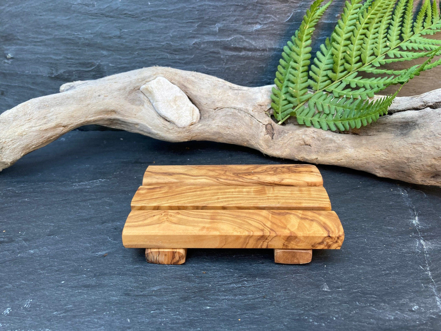 Handmade Olive Wood Slatted Soap Dish, Unique Gift, Artisan Made, Bathroom Decor, Spa, Natural Gift, Zero Waste, Natural, Rustic, 12cm x 7cm