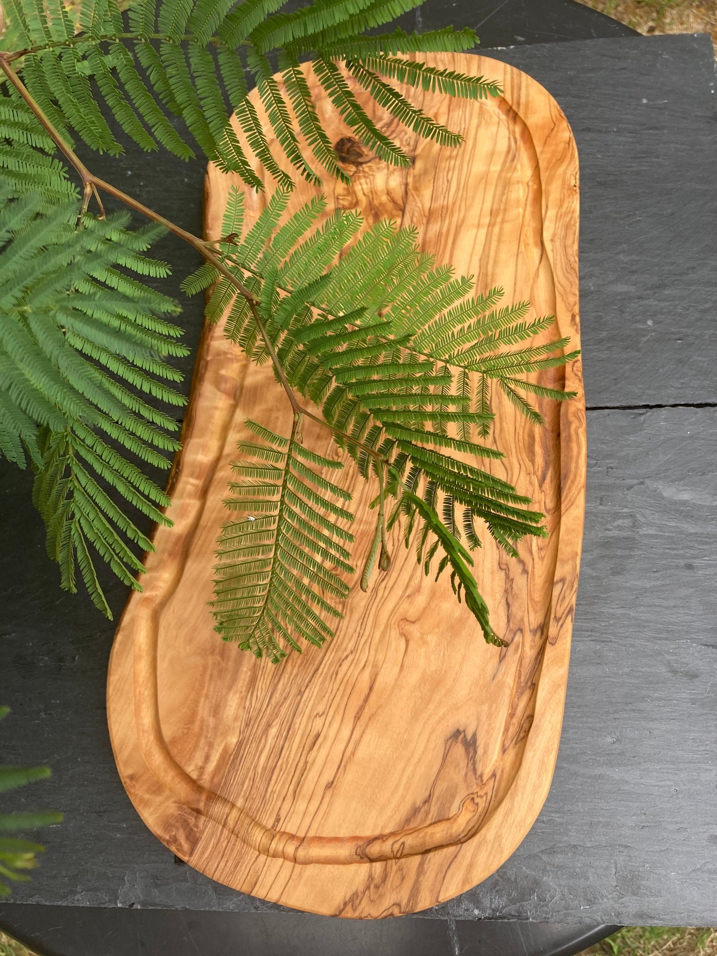 Large Olive Wood Charcuterie Board, Rustic Chopping Board, Wooden Serving Platter, Handmade Cheese Board, Unique Zero Waste Gifts, 46cm