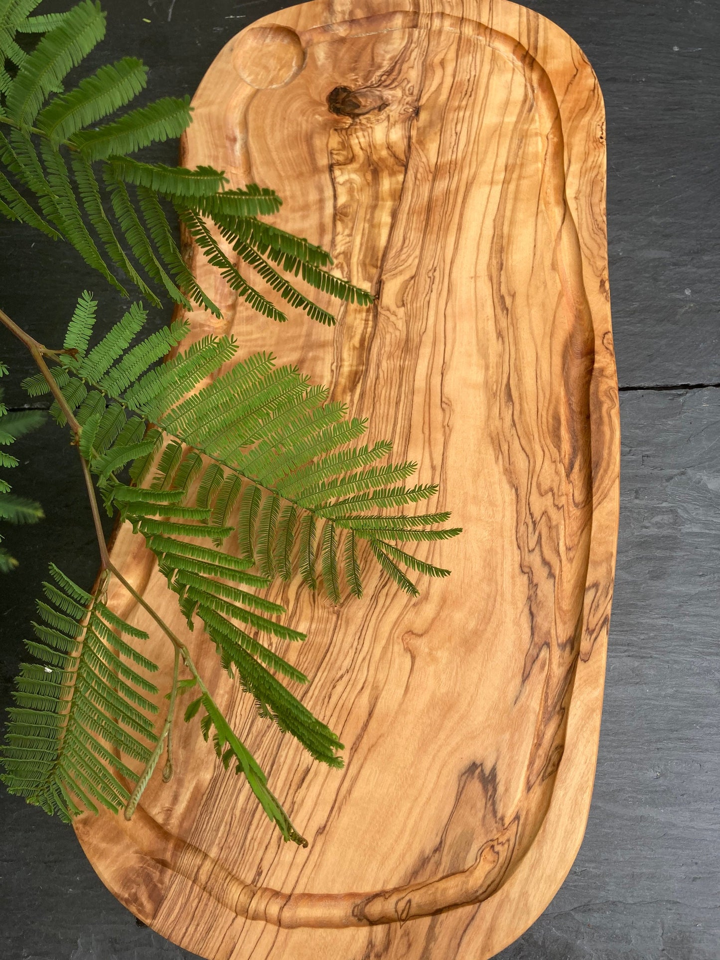 Large Olive Wood Charcuterie Board, Rustic Chopping Board, Wooden Serving Platter, Handmade Cheese Board, Unique Zero Waste Gifts, 46cm