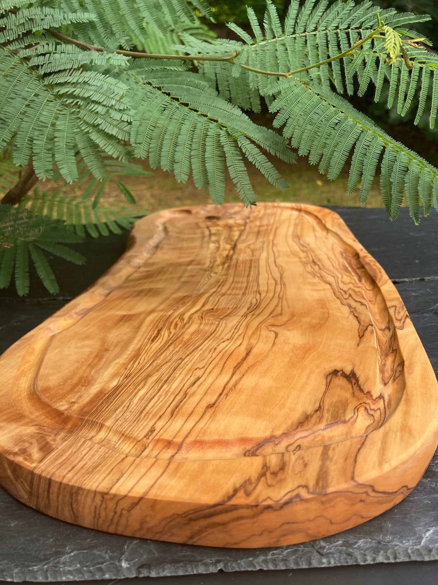 Large Olive Wood Charcuterie Board, Rustic Chopping Board, Wooden Serving Platter, Handmade Cheese Board, Unique Zero Waste Gifts, 46cm