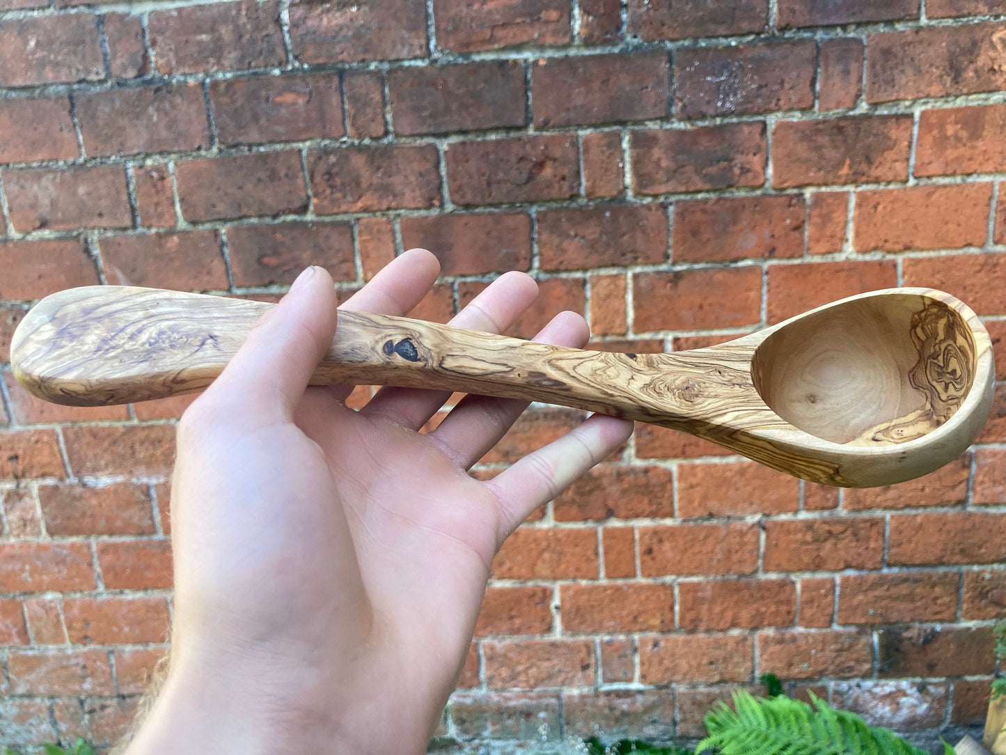 Traditional Olive Wood Ladle, Large Serving Spoon, Rustic Sauna Ladle, Kitchen Utensils, Handemade Soup Spoon, Zero Waste Gifts 30cm