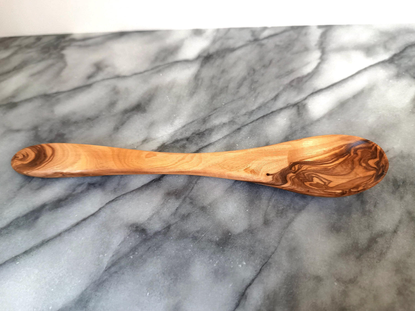 Handmade Olive Wood Bowl And Spoon Set, Food Safe Picnic Bowl, Wooden Kids Cereal Bowl, Unique Zero Waste Gift, Large Round Fruit Bowl, 16cm