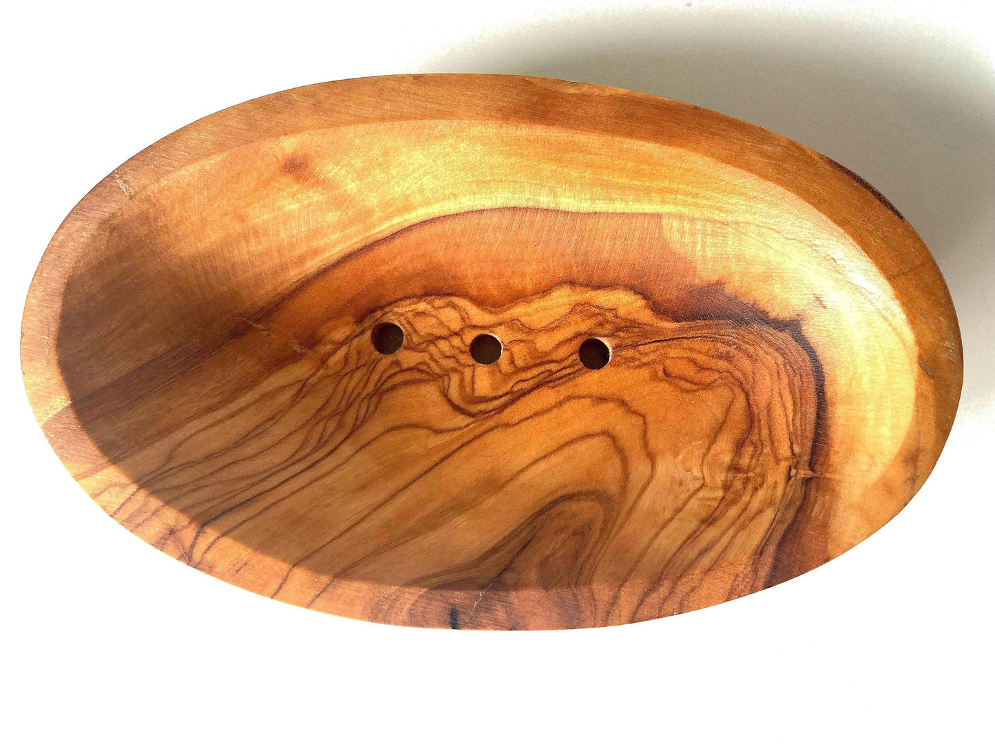 Natural Olive Wood Soap Dishes, Handmade Soap Saver, Oval Wooden Soap Holder, Eco-Friendly Sustainable Bath Accessory, Zero Waste Gift, 12cm