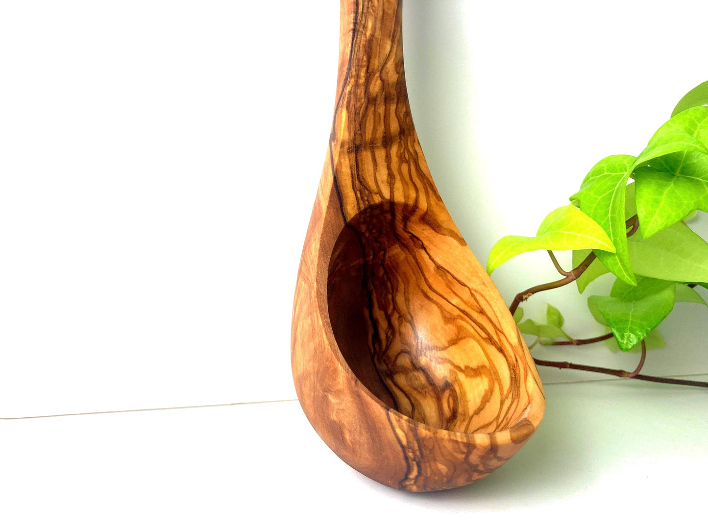 Traditional Olive Wood Ladle, Large Serving Spoon, Rustic Sauna Ladle, Kitchen Utensils, Handemade Soup Spoon, Zero Waste Gifts 30cm