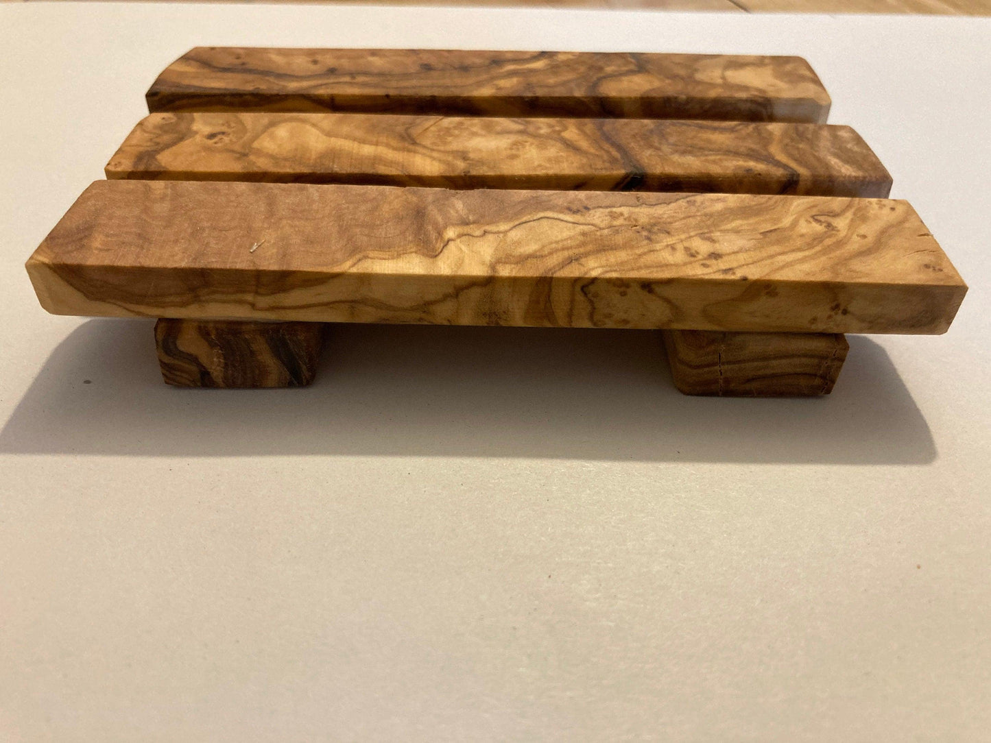 Handmade Olive Wood Slatted Soap Dish, Unique Gift, Artisan Made, Bathroom Decor, Spa, Natural Gift, Zero Waste, Natural, Rustic, 12cm x 7cm