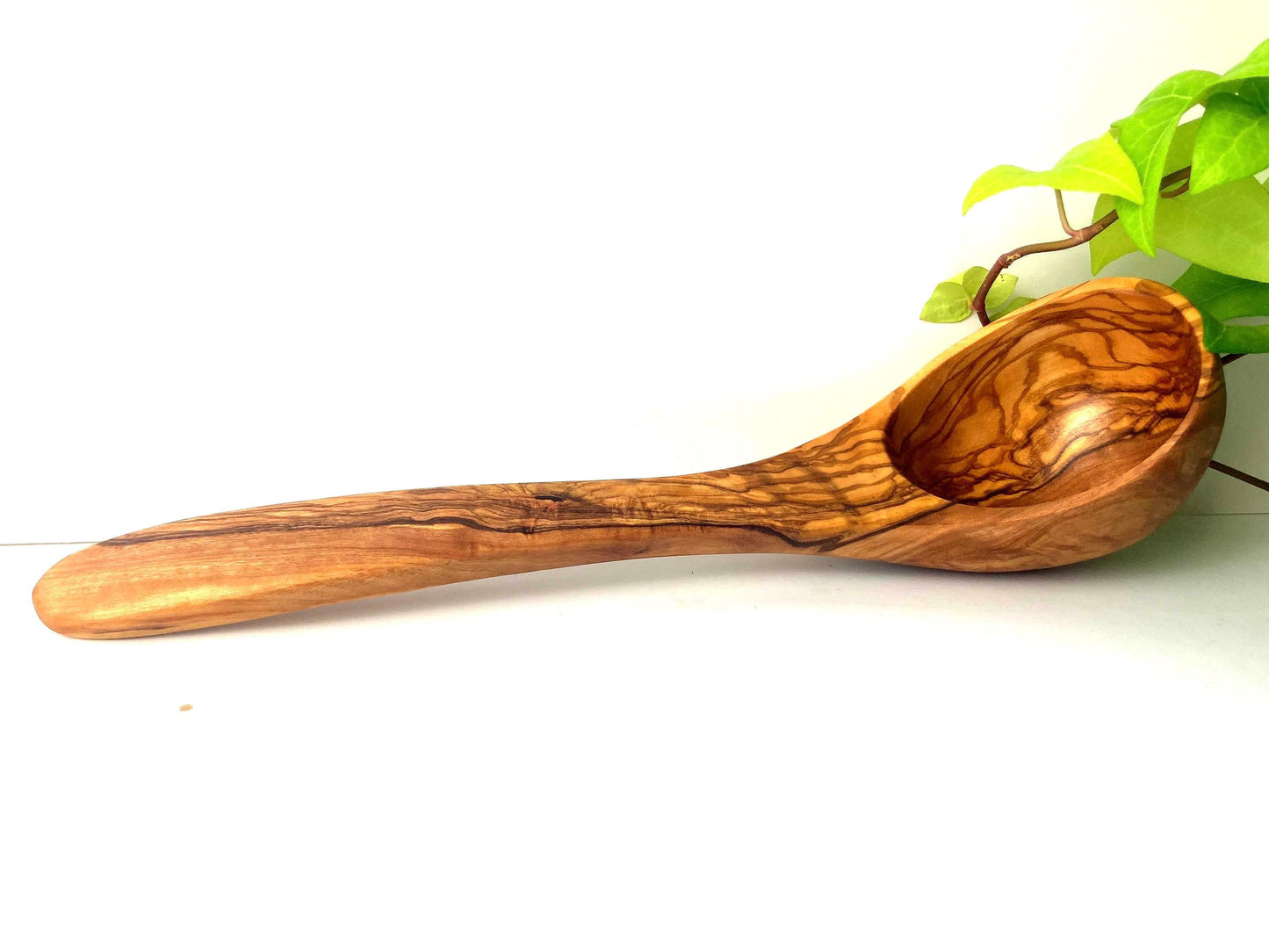Traditional Olive Wood Ladle, Large Serving Spoon, Rustic Sauna Ladle, Kitchen Utensils, Handemade Soup Spoon, Zero Waste Gifts 30cm