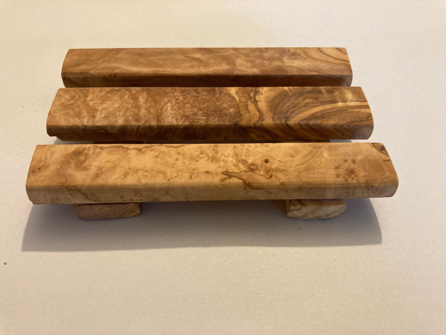 Handmade Olive Wood Slatted Soap Dish, Unique Gift, Artisan Made, Bathroom Decor, Spa, Natural Gift, Zero Waste, Natural, Rustic, 12cm x 7cm