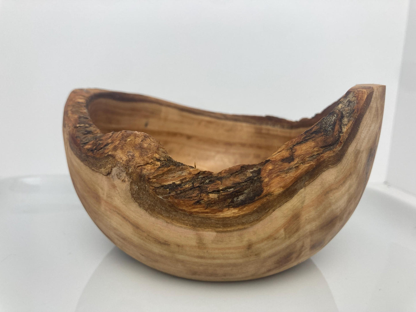 Large Rustic Olive Wood Bowl, Wild Rim With Bark, Eco Friendly, Sustainabley Sourced, Food Safe, Wooden Cereal Bowl, Unique Zero Waste Gift