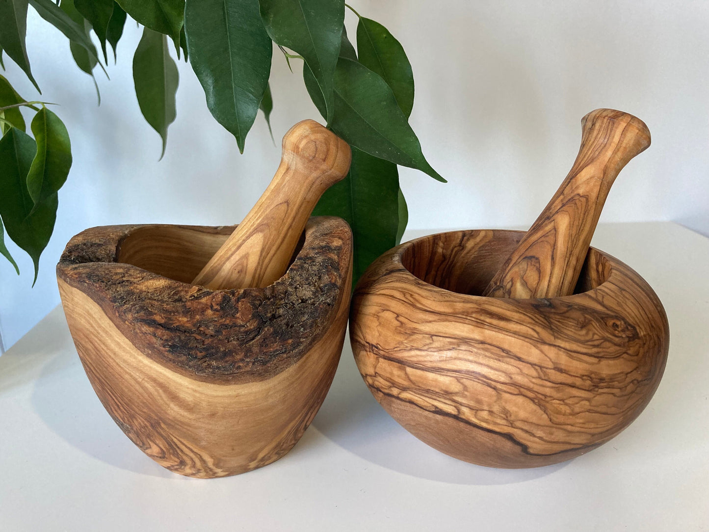 Traditional Olive Wood Mortar And Pestle, Artisan made, Handcrafted, Rustic Gifts, Zero Waste Gifts, Herb Grinder, Kitchen Decor 14cm x 14cm