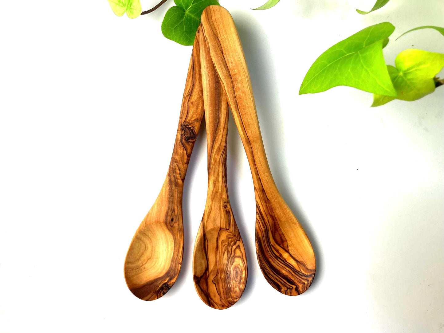 Handmade Olive Wood Spoons, Rustic Serving Spoon, Wooden Soup Spoon, Natural Tea or Coffee Spoon, Kitchen Utensils, Zero Waste Gifts, 21cm