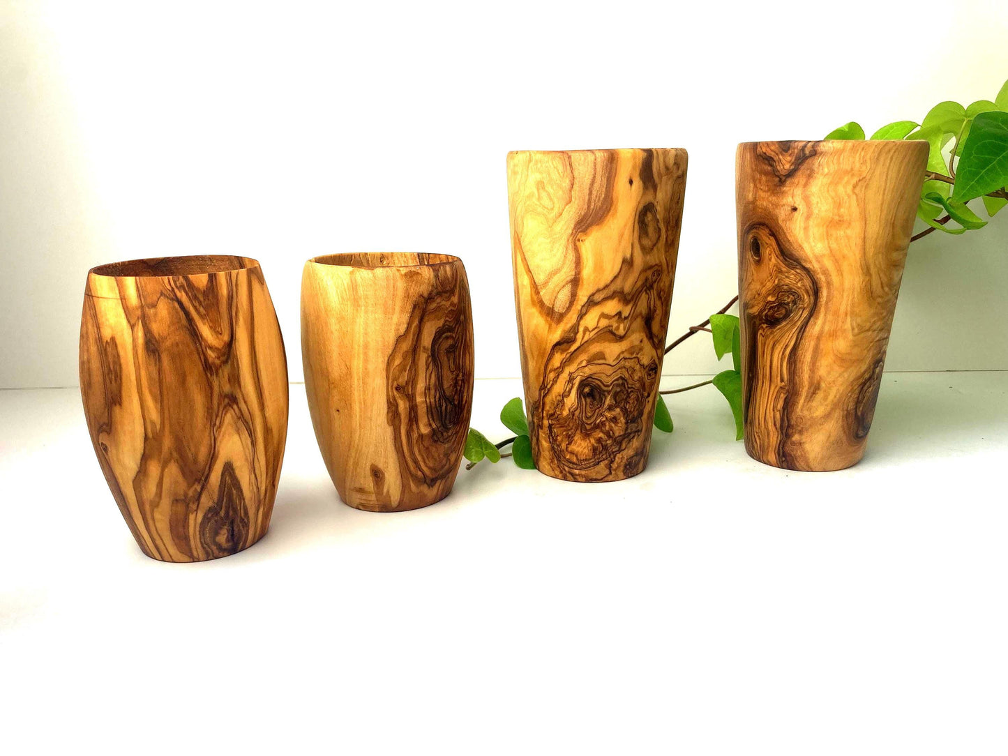 Handmade Olive Wood Drinking Cup, Conical And Barrel Style, Toothbrush Holder, Wood Tumbler, Utensil Holder, Rustic Wooden Terracotta Pot