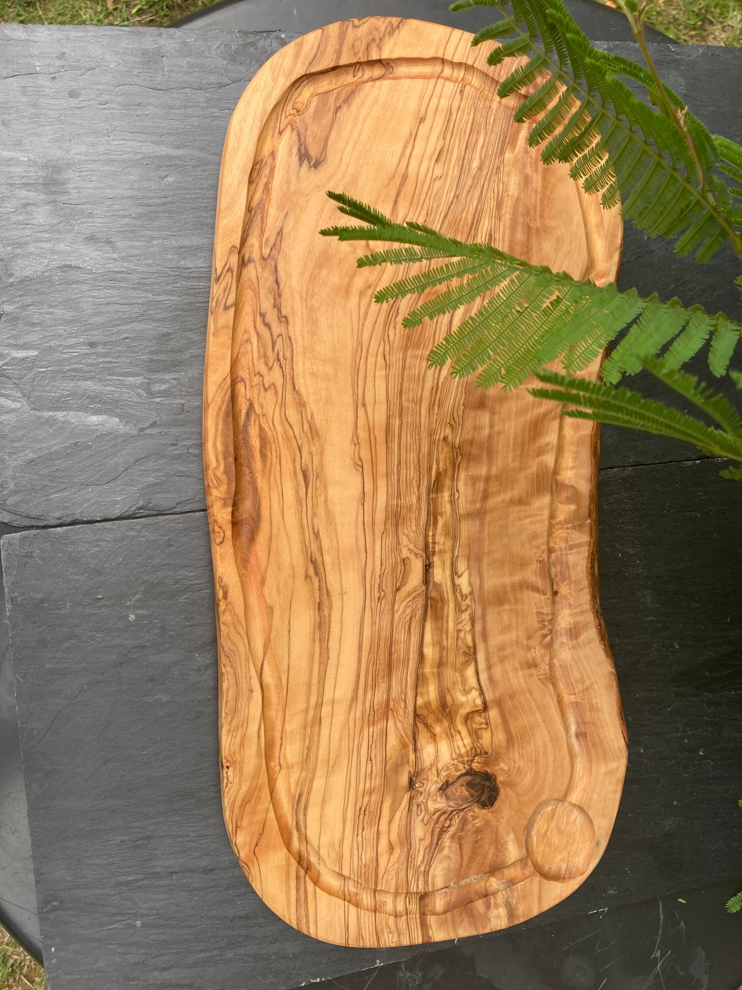 Large Olive Wood Charcuterie Board, Rustic Chopping Board, Wooden Serving Platter, Handmade Cheese Board, Unique Zero Waste Gifts, 46cm