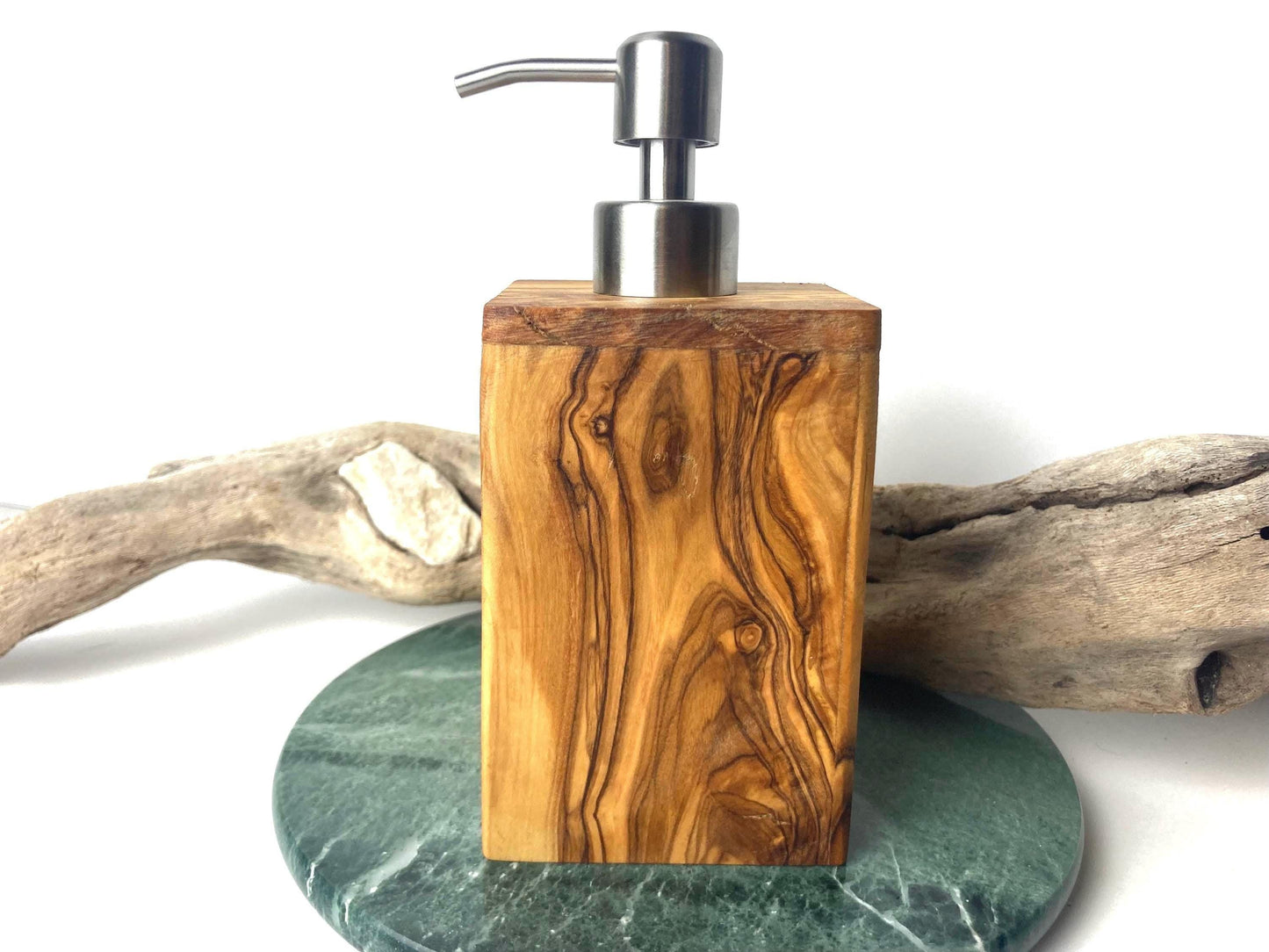 Olive Wood Soap Or Lotion Dispenser, Bathroom Decor, Natural Rustic Gifts, Refillable With Pump, Massage And Spa Decor, Artisan Handcrafted