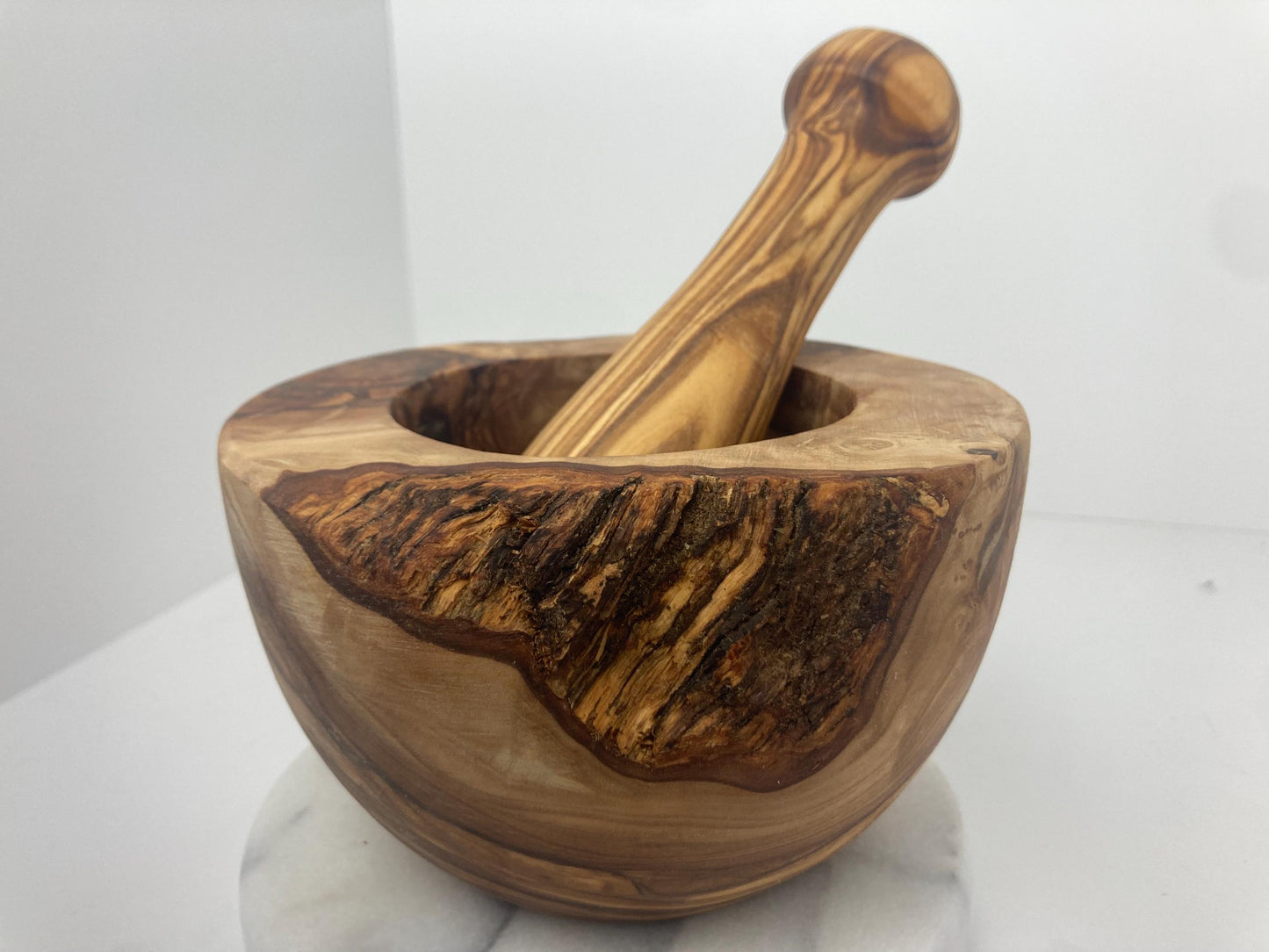 Traditional Olive Wood Mortar And Pestle, Artisan made, Handcrafted, Rustic Gifts, Zero Waste Gifts, Herb Grinder, Kitchen Decor 14cm x 14cm