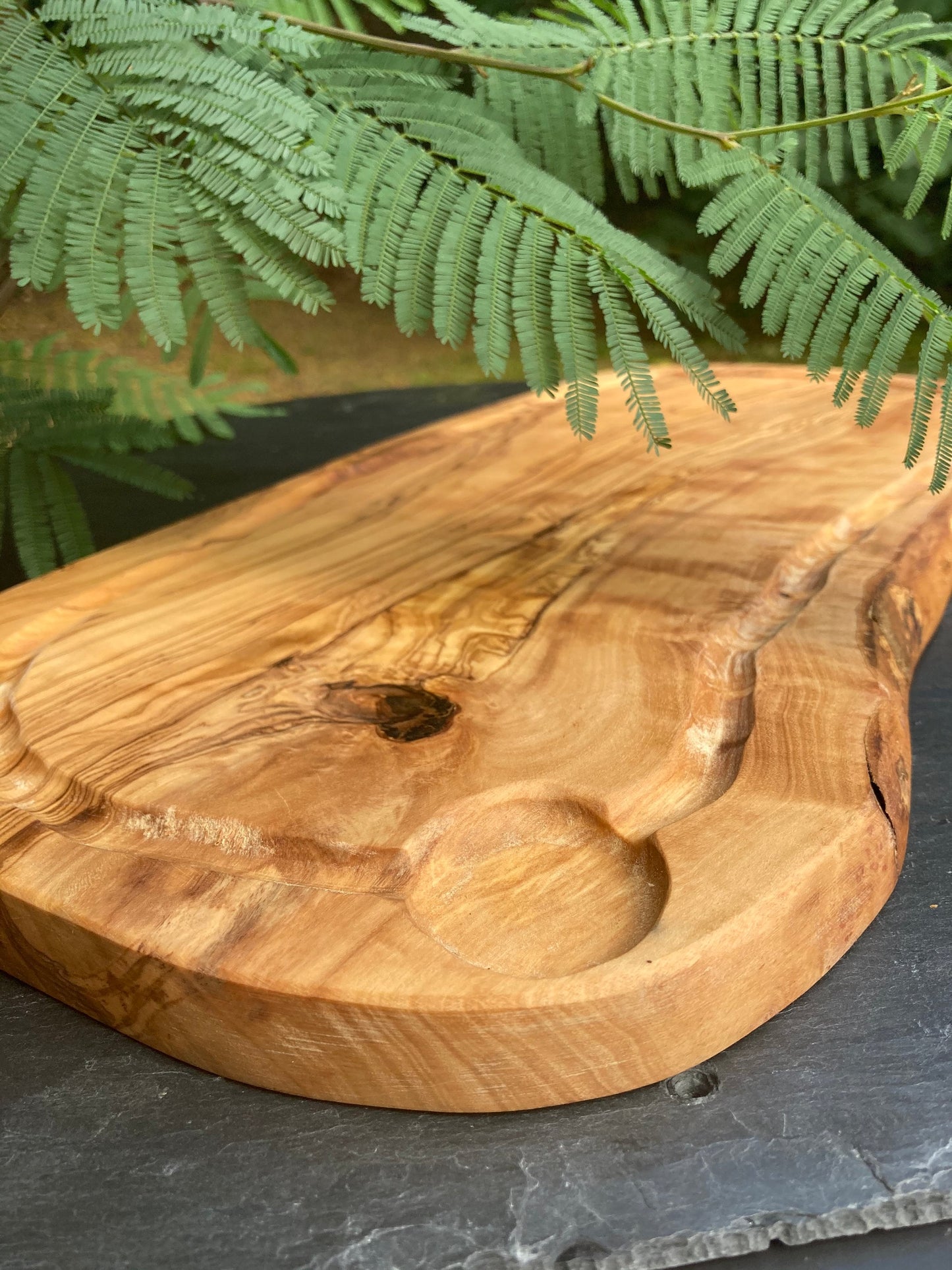 Large Olive Wood Charcuterie Board, Rustic Chopping Board, Wooden Serving Platter, Handmade Cheese Board, Unique Zero Waste Gifts, 46cm
