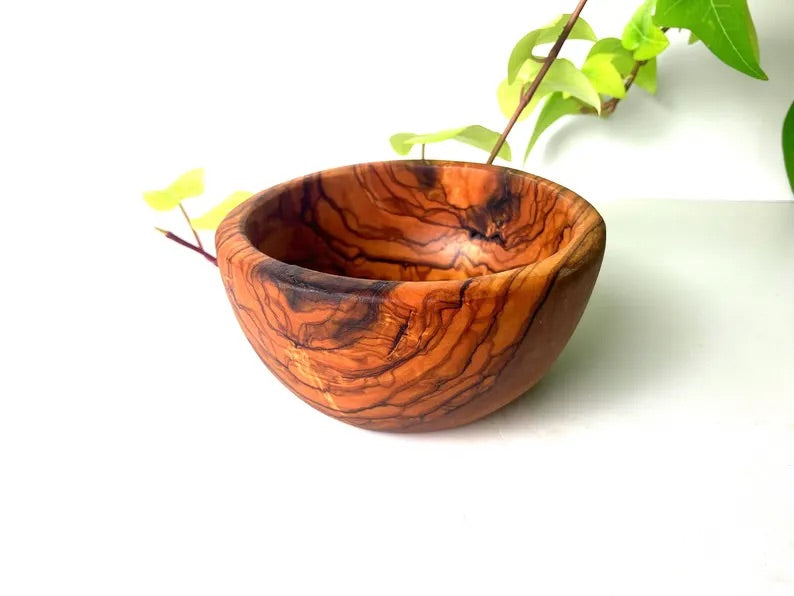 Handcrafted Olive Wood Bowl: Small Rustic Snack, Tapas, Key Bowl (10cm - 12cm)
