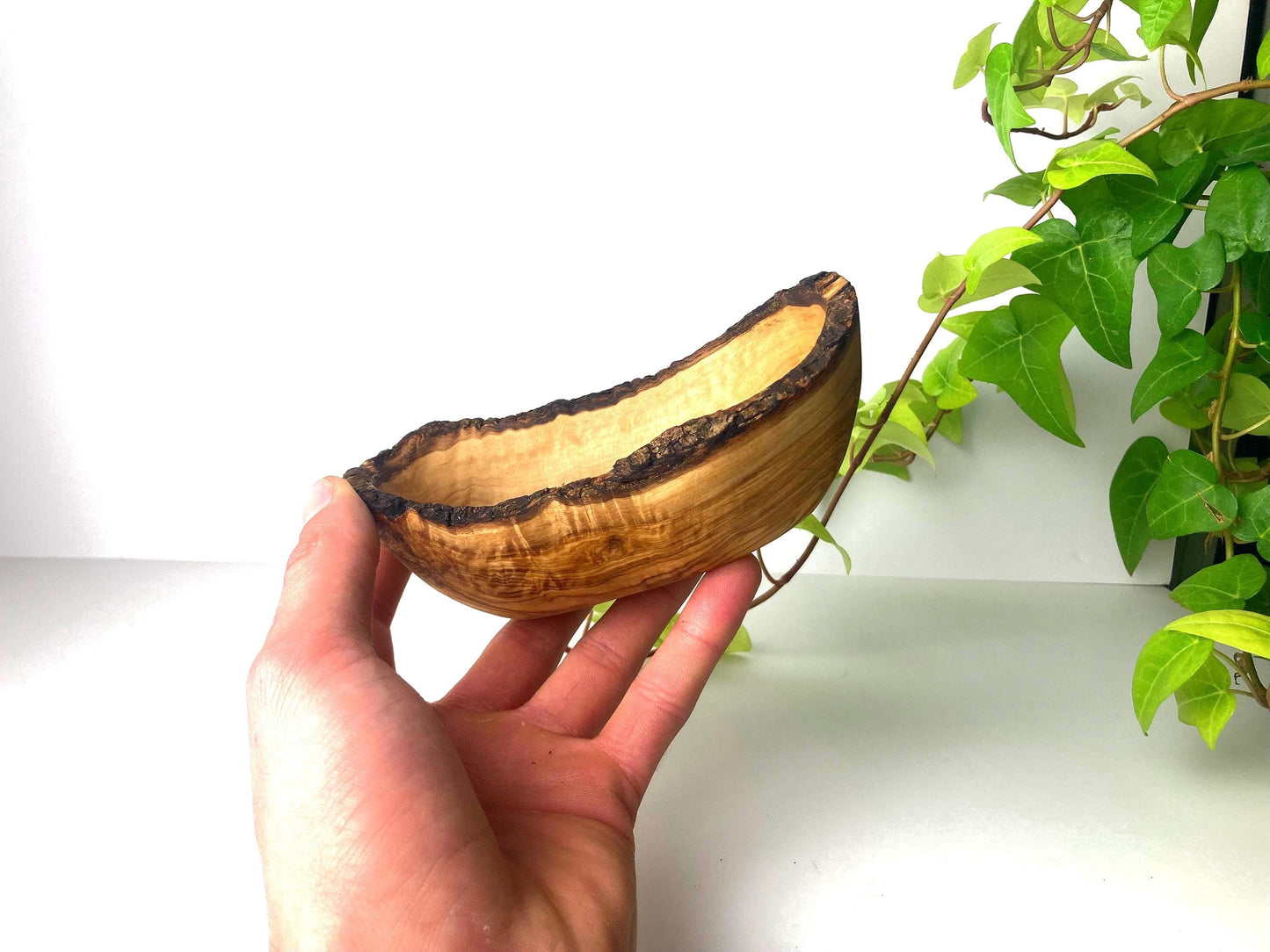 Handmade Olive Wood Bowl: Rustic Soap Dish With Live Edge, Farmhouse Decor Gift, Fruit or Nut Bowl