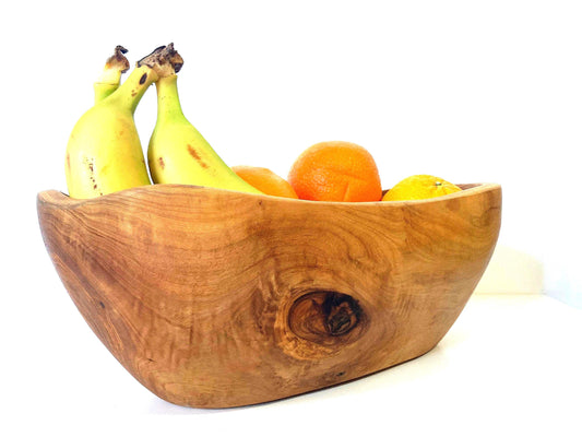 Olive Wood Fruit Bowl, Rustic Handmade Unique Gift, Artisan Made, Large Salad Bowl, Natural Gift, Zero Waste Gifts, Serving Bowl 30cm x 15cm