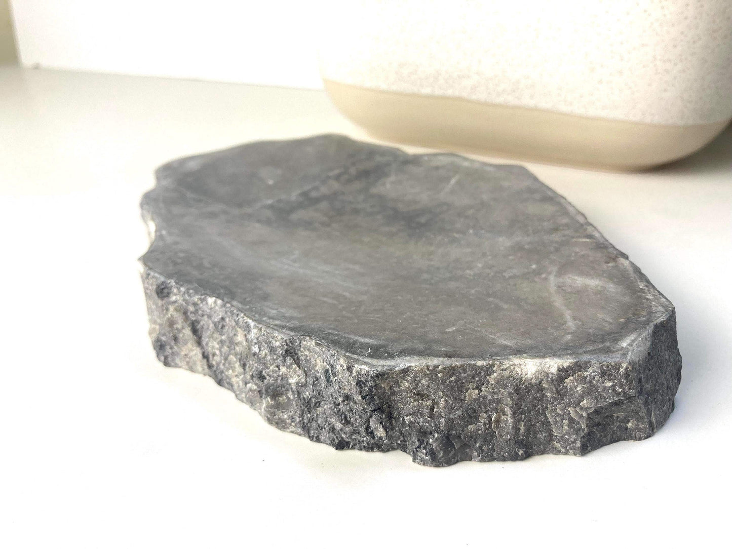 Handmade Black Marble Soap Dish, Minimalist Stone Bathroom Tray, Rustic Decor, Gift