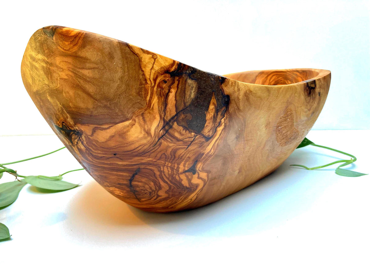 Extra Large Olive Wood Fruit Bowl, 37cm Live Edge Handmade Serving Bowl