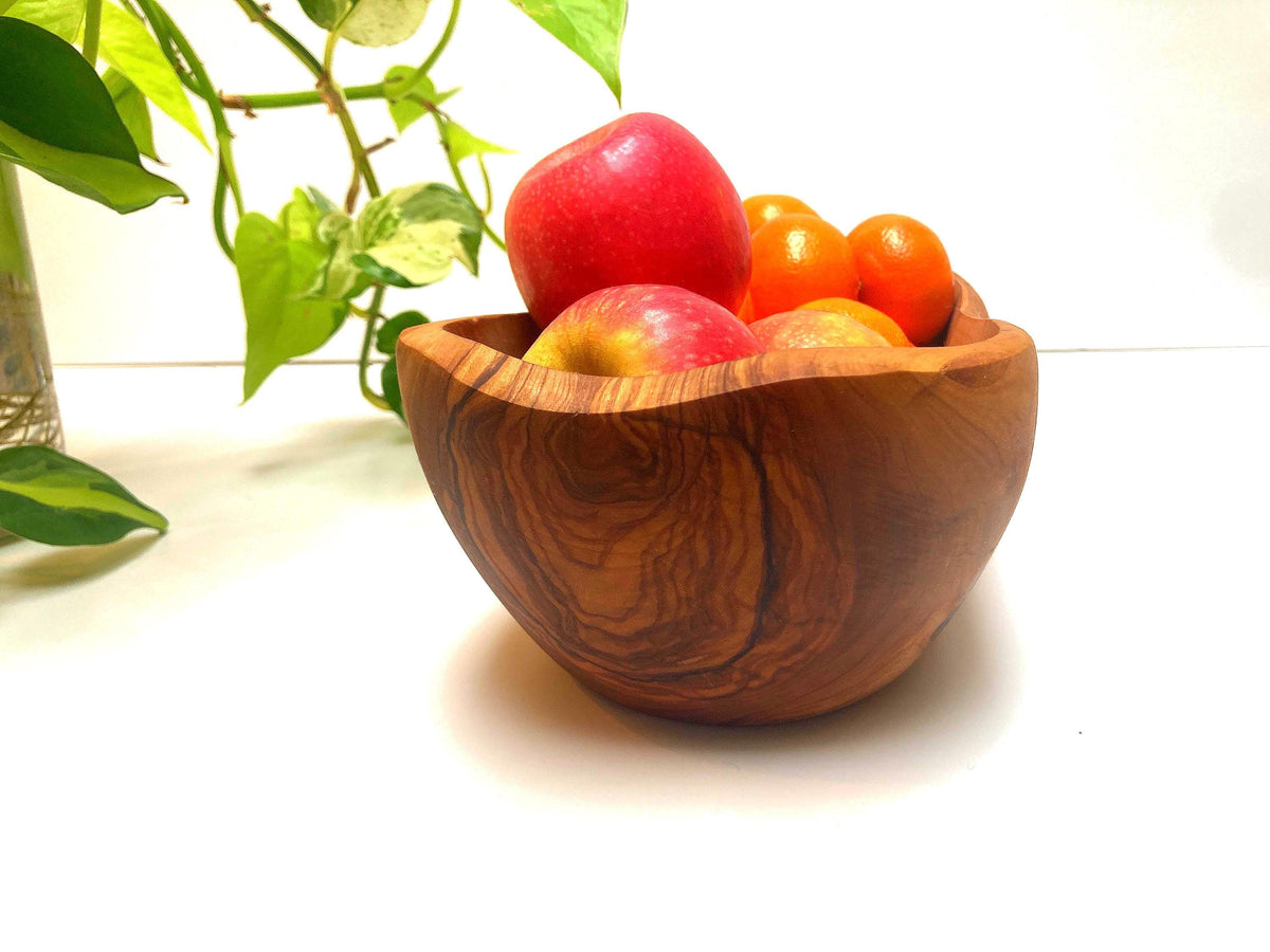 Olive Wood Fruit Bowl: Large Oval Serving Bowl, Rustic Centrepiece, 30cm