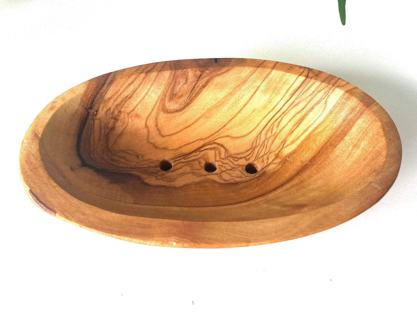 Handmade Olive Wood Soap Dish: Oval, Self-Draining Soap Holder, Natural Bathroom Decor, 13cm