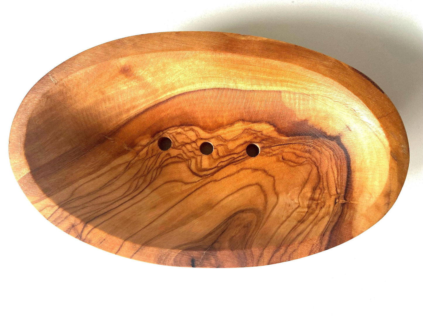 Handmade Olive Wood Soap Dish: Oval, Self-Draining Soap Holder, Natural Bathroom Decor, 13cm
