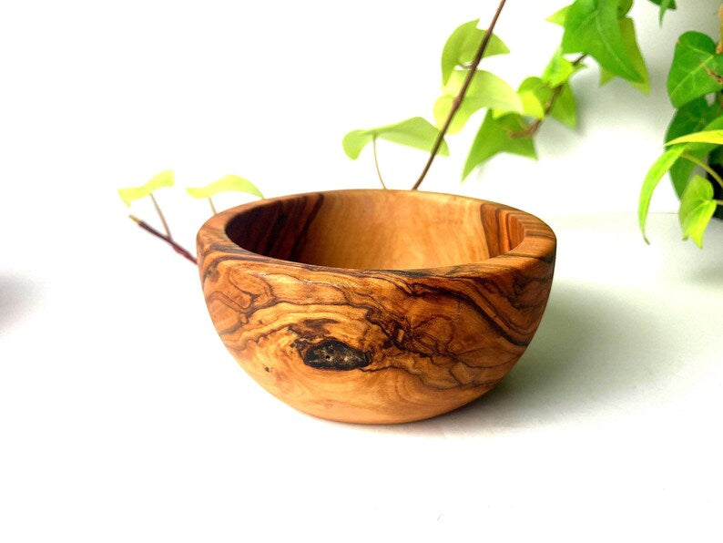 Handcrafted Olive Wood Bowl: Small Rustic Snack, Tapas, Key Bowl (10cm - 12cm)