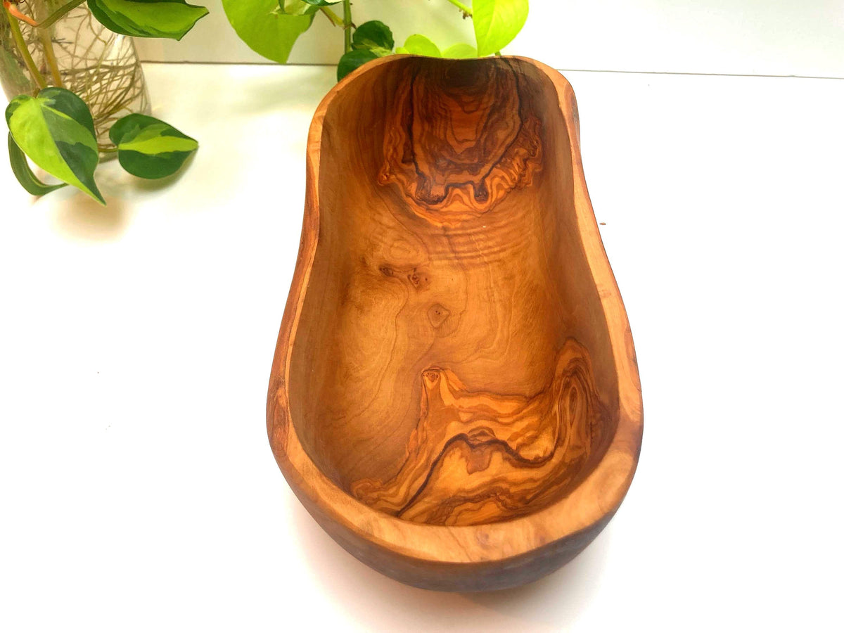 Olive Wood Fruit Bowl: Large Oval Serving Bowl, Rustic Centrepiece, 30cm