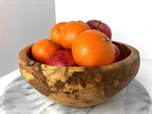Spalted Beach Fruit Bowl, Round, Handcrafted, Artisan Made, Large Circular Bowl, Serving Bowl, Salad Bowl, Rustic Gifts, Home Decor, 20cm
