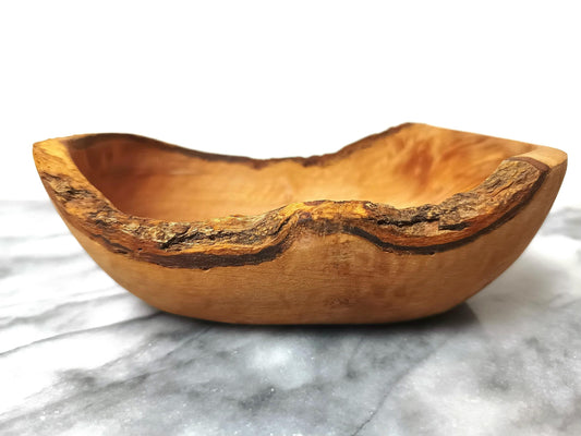 Handmade olive wood soap dishes, self-draining, oval, rustic 16cm