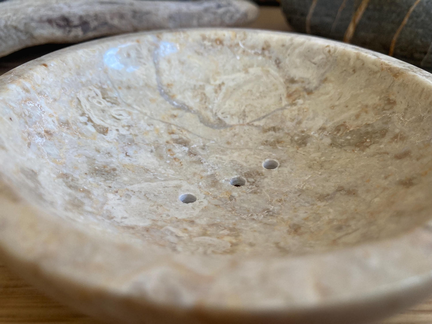 Round Marble Soap Dish, Self-Draining Vanity or Bath Tray, Modern Spa Decor & Gift