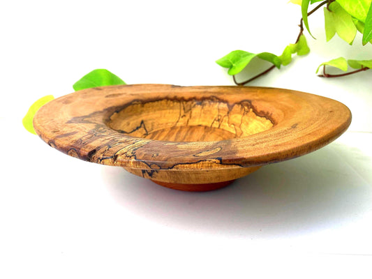 Handmade Spalted Beech Wooden Bowl – Vintage Farmhouse Style Decor, Rustic Gift