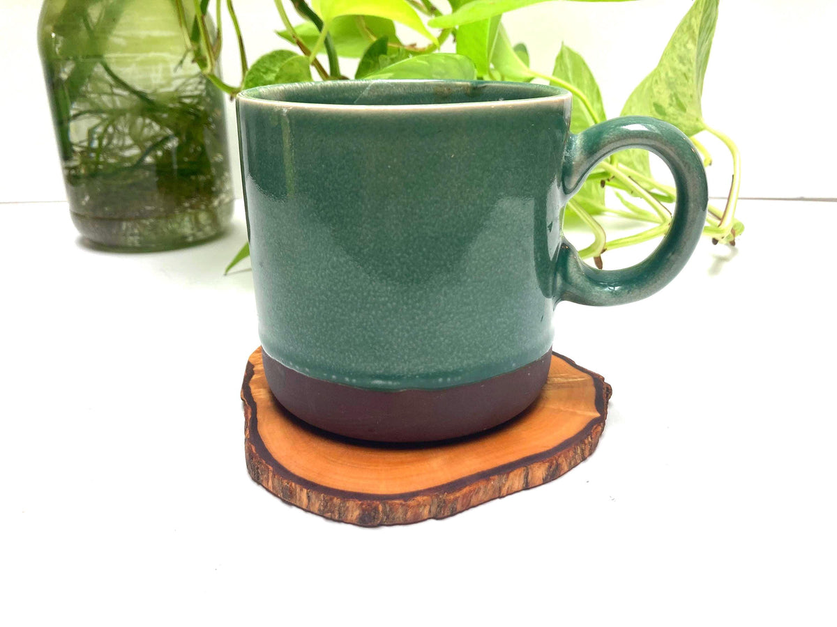 Large Handmade Olive Wood Coasters, Rustic Live Edge Drink Coasters