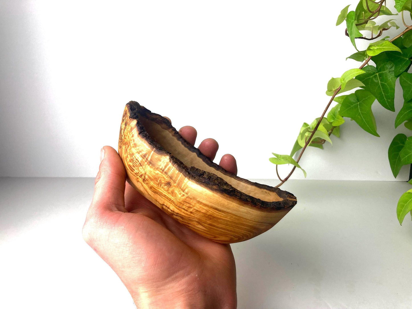 Handmade Olive Wood Bowl: Rustic Soap Dish With Live Edge, Farmhouse Decor Gift, Fruit or Nut Bowl