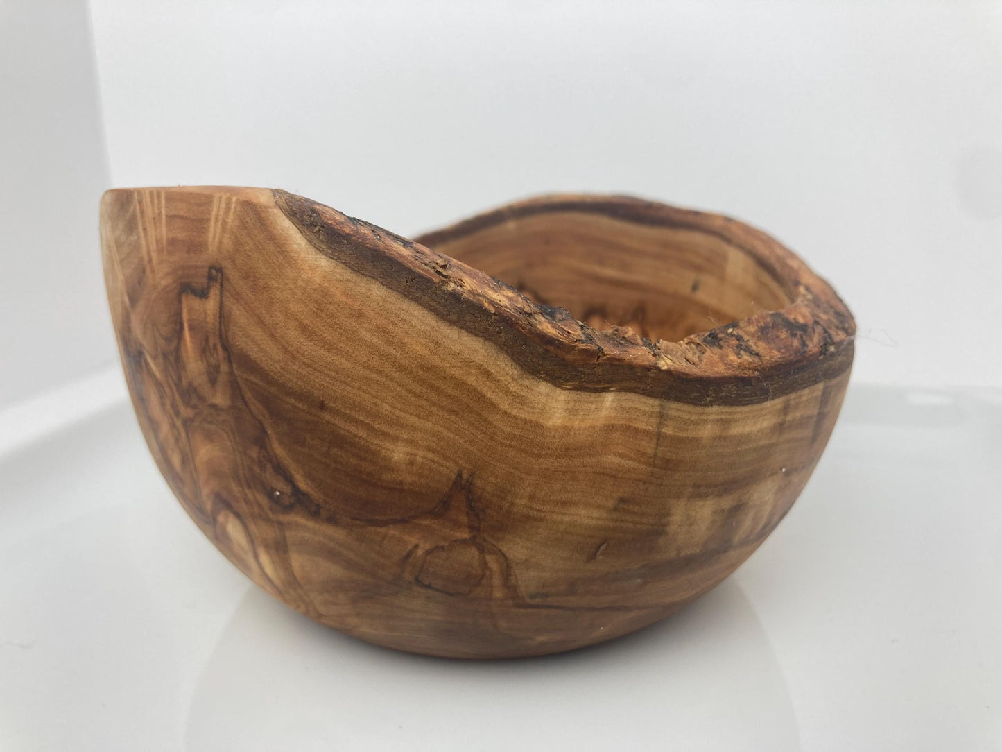 Large Rustic Olive Wood Bowl, Wild Rim With Bark, Eco Friendly, Sustainabley Sourced, Food Safe, Wooden Cereal Bowl, Unique Zero Waste Gift