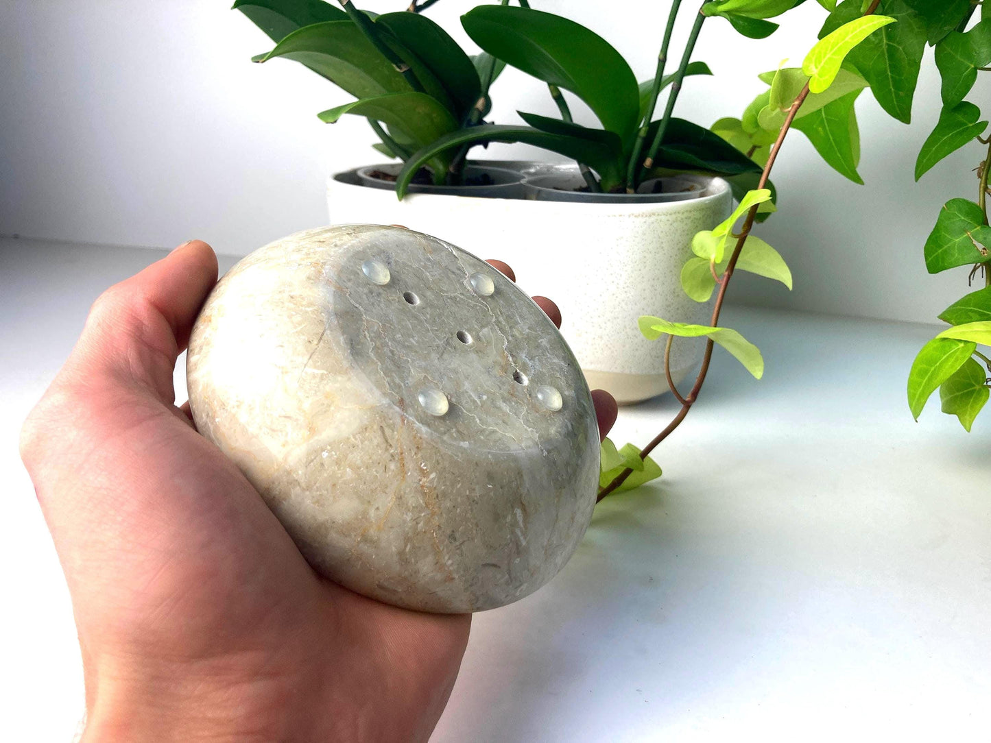 Round Marble Soap Dish, Self-Draining Vanity or Bath Tray, Modern Spa Decor & Gift