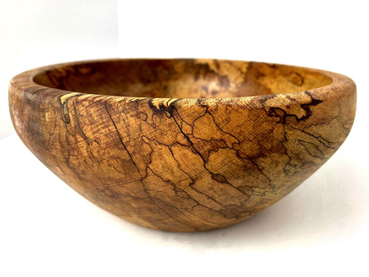 Spalted Beach Fruit Bowl, Round, Handcrafted, Artisan Made, Large Circular Bowl, Serving Bowl, Salad Bowl, Rustic Gifts, Home Decor, 20cm