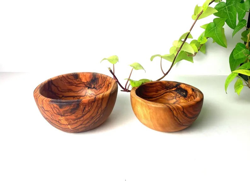 Handcrafted Olive Wood Bowl: Small Rustic Snack, Tapas, Key Bowl (10cm - 12cm)