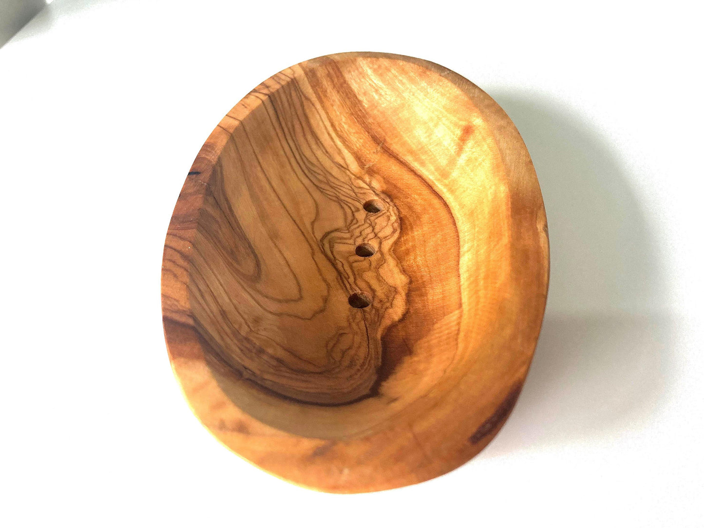 Handmade Olive Wood Soap Dish: Oval, Self-Draining Soap Holder, Natural Bathroom Decor, 13cm
