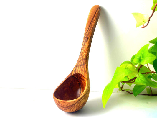 Traditional Olive Wood Ladle, Large Serving Spoon, Rustic Sauna Ladle, Kitchen Utensils, Handemade Soup Spoon, Zero Waste Gifts 30cm
